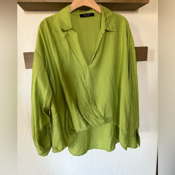 Rachel Roy|Faux wrap Drapey long sleeve blouse,high low style••• - Picture 6 of 12